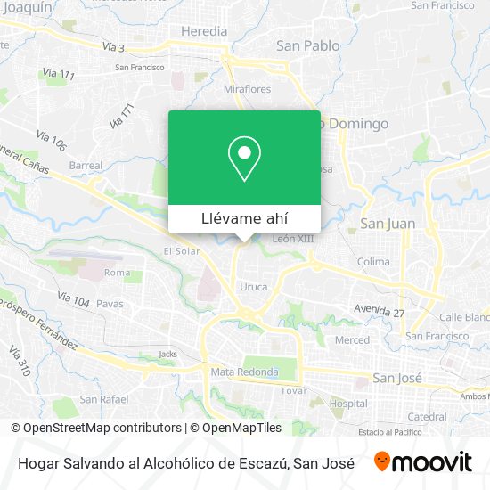 Mapa de Hogar Salvando al Alcohólico de Escazú