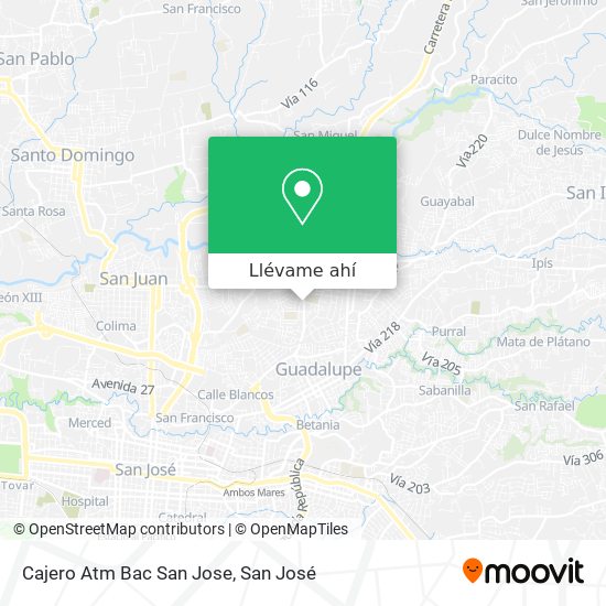 Mapa de Cajero Atm Bac San Jose