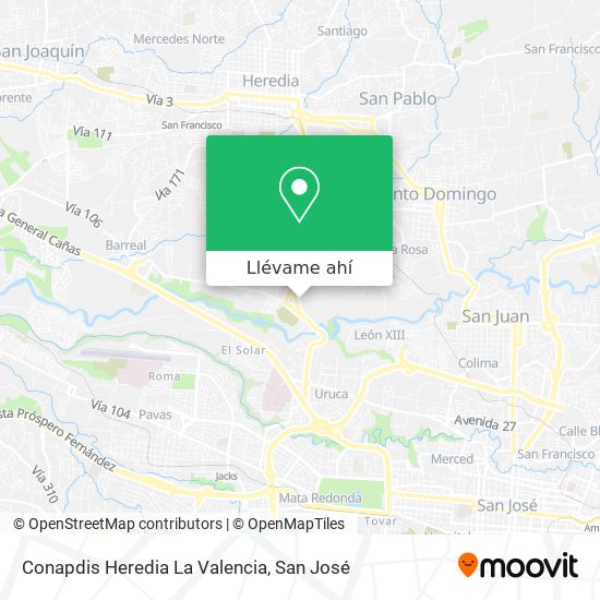 Mapa de Conapdis Heredia La Valencia