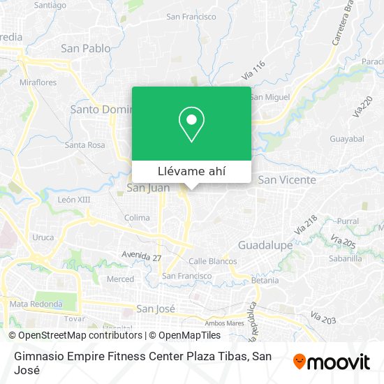Mapa de Gimnasio Empire Fitness Center Plaza Tibas