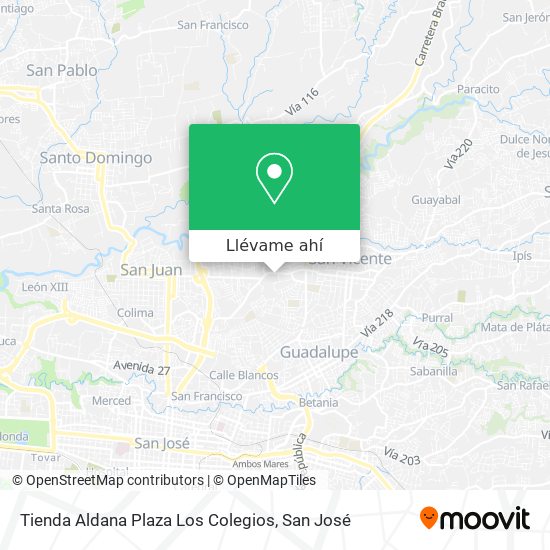 Mapa de Tienda Aldana Plaza Los Colegios