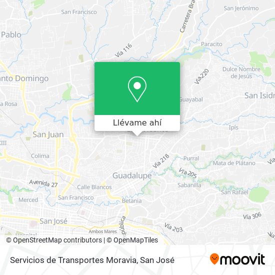 Mapa de Servicios de Transportes Moravia