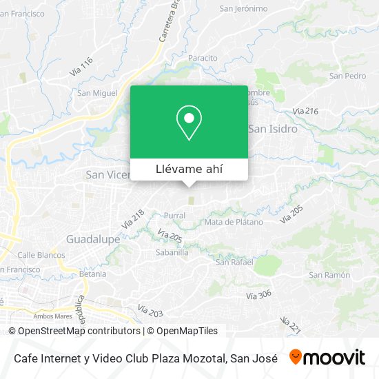 Mapa de Cafe Internet y Video Club Plaza Mozotal