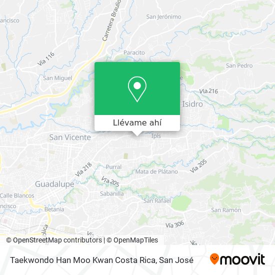 Mapa de Taekwondo Han Moo Kwan Costa Rica