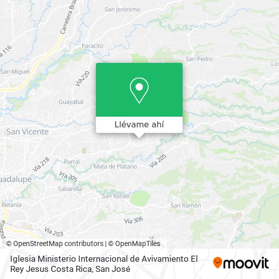 Mapa de Iglesia Ministerio Internacional de Avivamiento El Rey Jesus Costa Rica