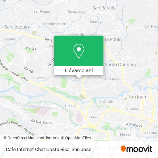 Mapa de Cafe Internet Chat Costa Rica