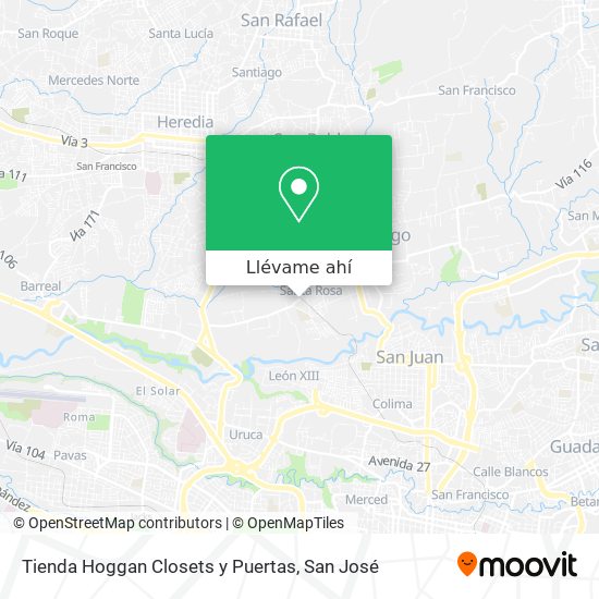 Mapa de Tienda Hoggan Closets y Puertas