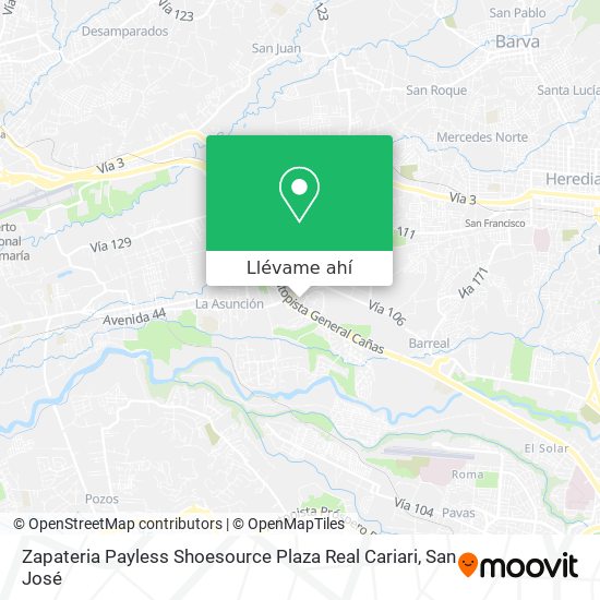 Mapa de Zapateria Payless Shoesource Plaza Real Cariari