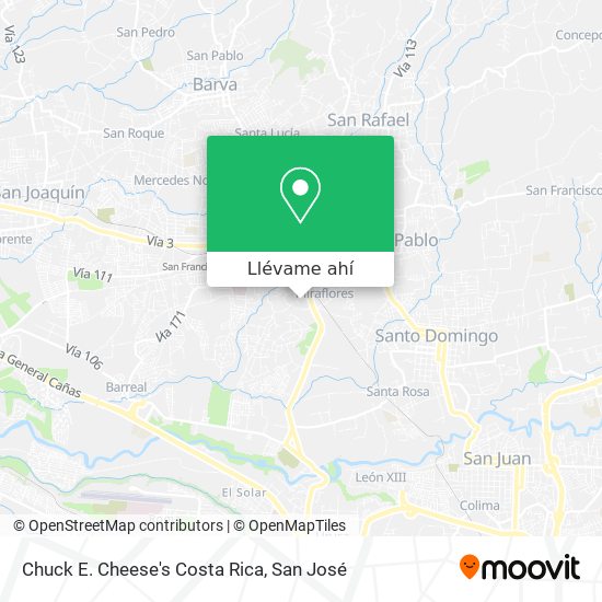 Mapa de Chuck E. Cheese's Costa Rica