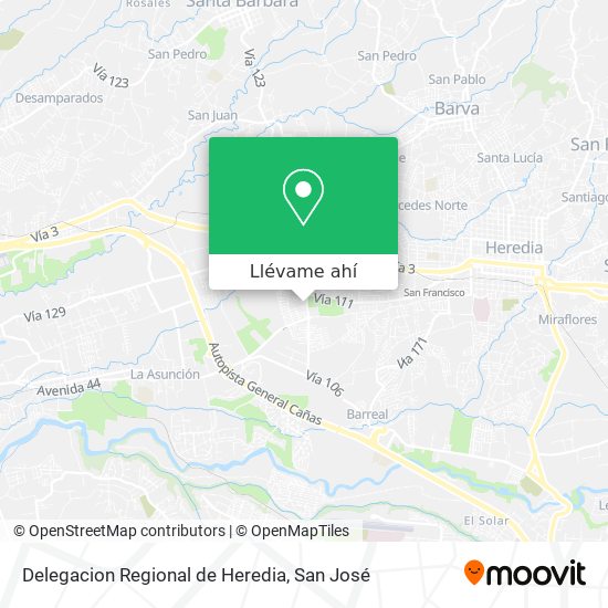 Mapa de Delegacion Regional de Heredia