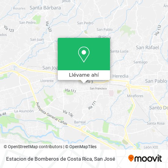 Mapa de Estacion de Bomberos de Costa Rica