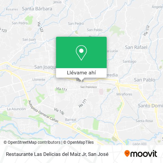 Mapa de Restaurante Las Delicias del Maiz Jr