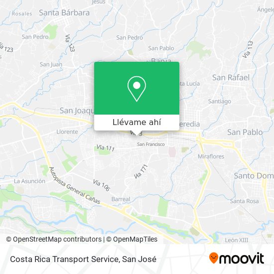 Mapa de Costa Rica Transport Service