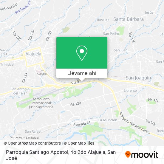 Mapa de Parroquia Santiago Apostol, rio 2do Alajuela