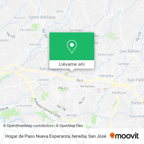 Mapa de Hogar de Paso Nueva Esperanza, heredia