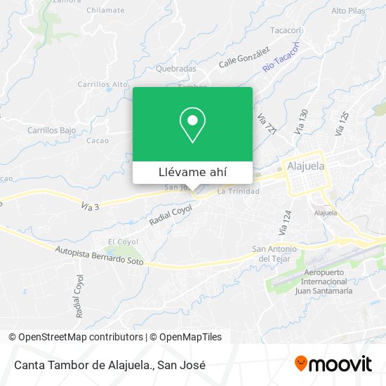 Mapa de Canta Tambor de Alajuela.