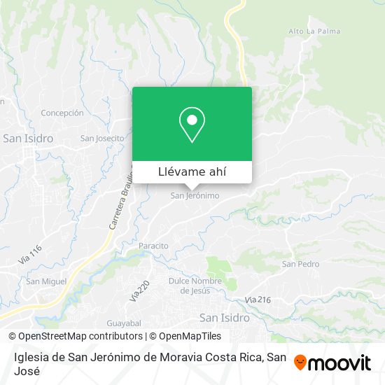 Mapa de Iglesia de San Jerónimo de Moravia Costa Rica
