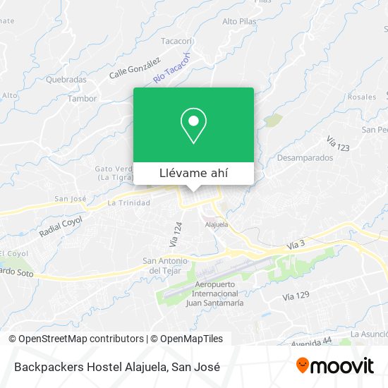 Mapa de Backpackers Hostel Alajuela