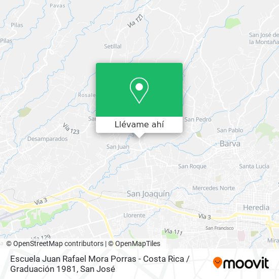 Mapa de Escuela Juan Rafael Mora Porras - Costa Rica / Graduación 1981