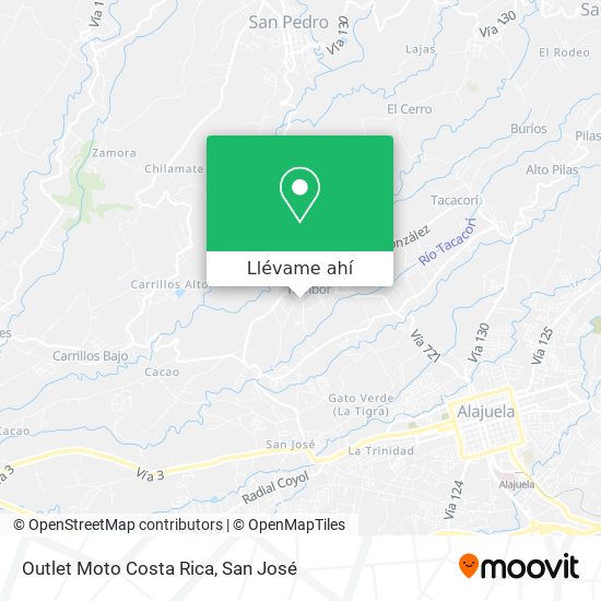 Mapa de Outlet Moto Costa Rica