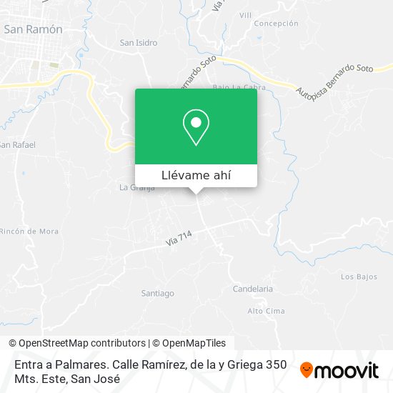 Mapa de Entra a Palmares. Calle Ramírez, de la y Griega 350 Mts. Este