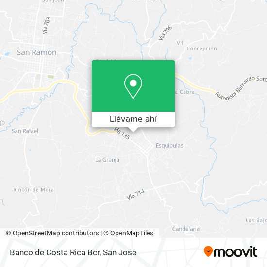 Mapa de Banco de Costa Rica Bcr