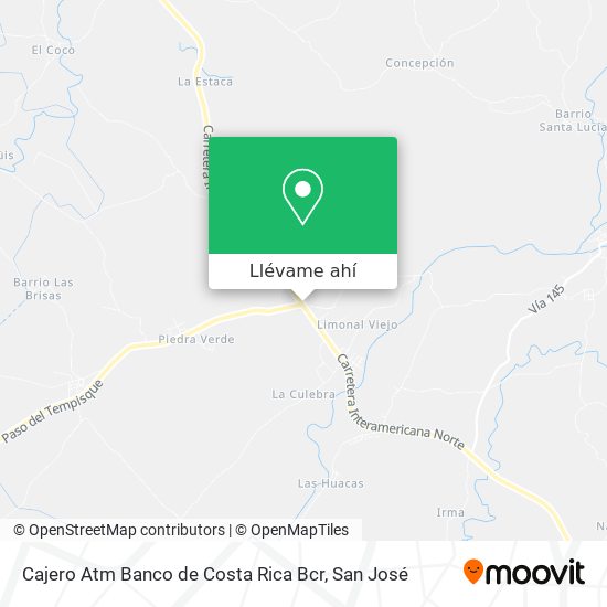 Mapa de Cajero Atm Banco de Costa Rica Bcr