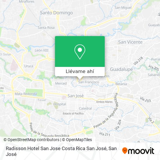 Mapa de Radisson Hotel San Jose Costa Rica San José