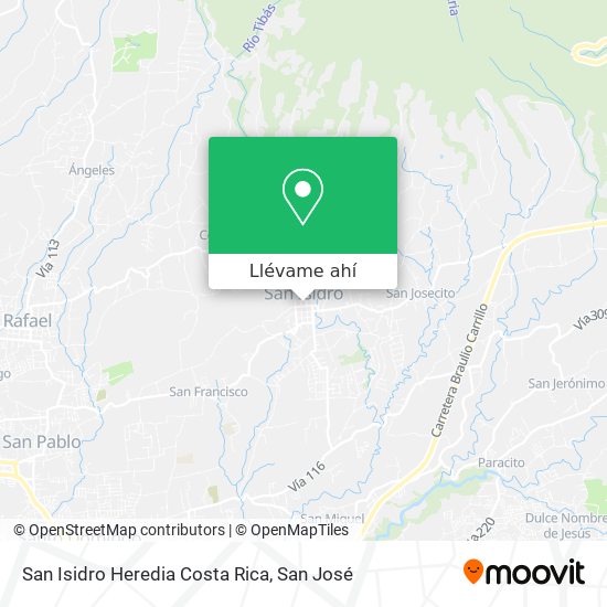 Mapa de San Isidro Heredia Costa Rica
