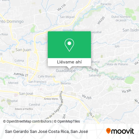 Mapa de San Gerardo San José Costa Rica