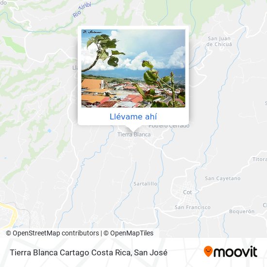 Mapa de Tierra Blanca Cartago Costa Rica
