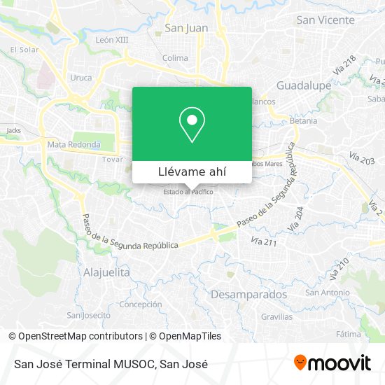 Mapa de San José Terminal MUSOC