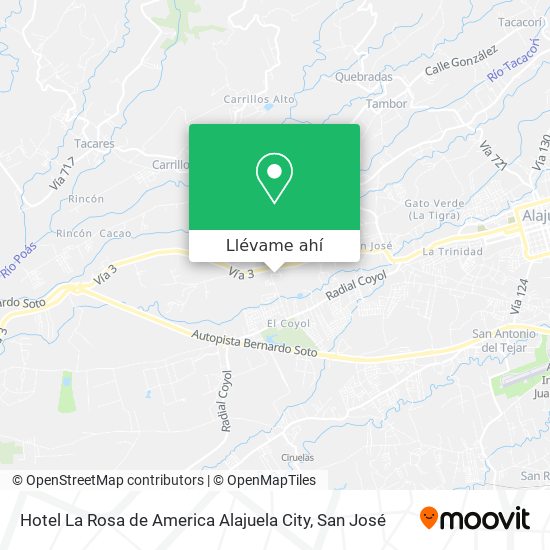 Mapa de Hotel La Rosa de America Alajuela City