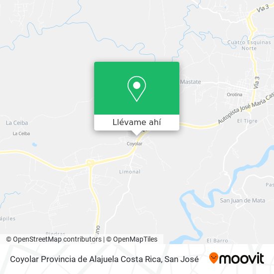 Mapa de Coyolar Provincia de Alajuela Costa Rica