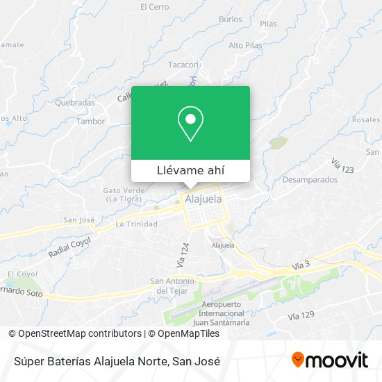 Mapa de Súper Baterías Alajuela Norte