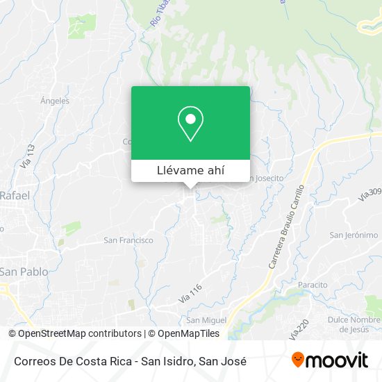 Mapa de Correos De Costa Rica - San Isidro