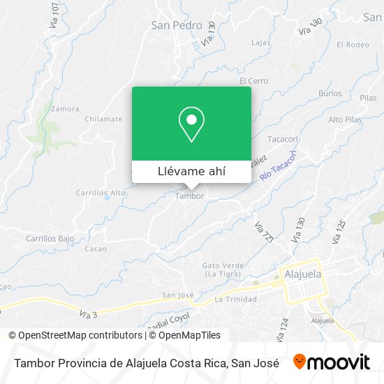 Mapa de Tambor Provincia de Alajuela Costa Rica