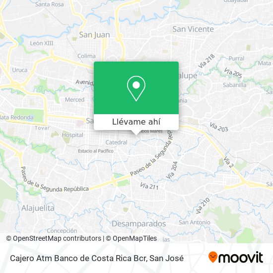 Mapa de Cajero Atm Banco de Costa Rica Bcr