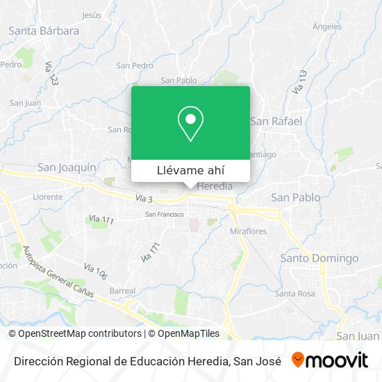 Mapa de Dirección Regional de Educación Heredia