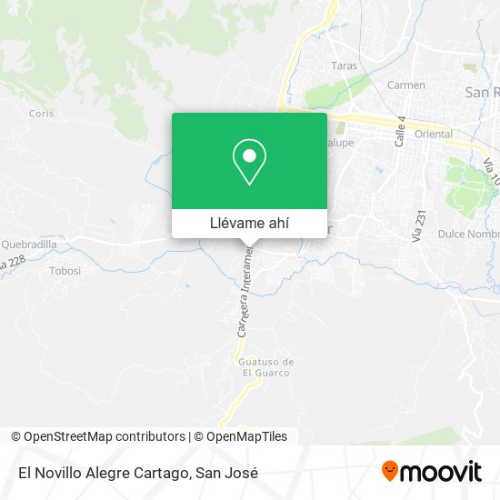 Mapa de El Novillo Alegre Cartago