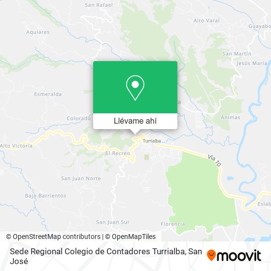Mapa de Sede Regional Colegio de Contadores Turrialba