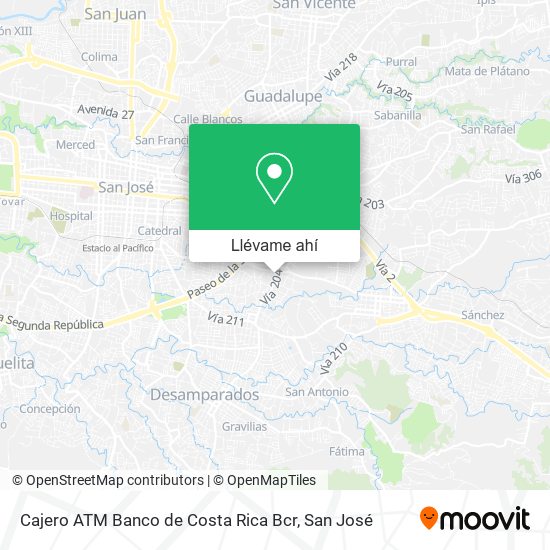Mapa de Cajero ATM Banco de Costa Rica Bcr