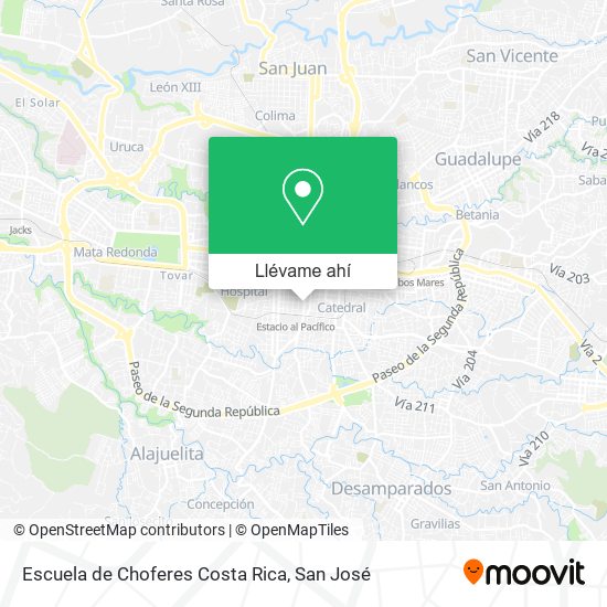 Mapa de Escuela de Choferes Costa Rica