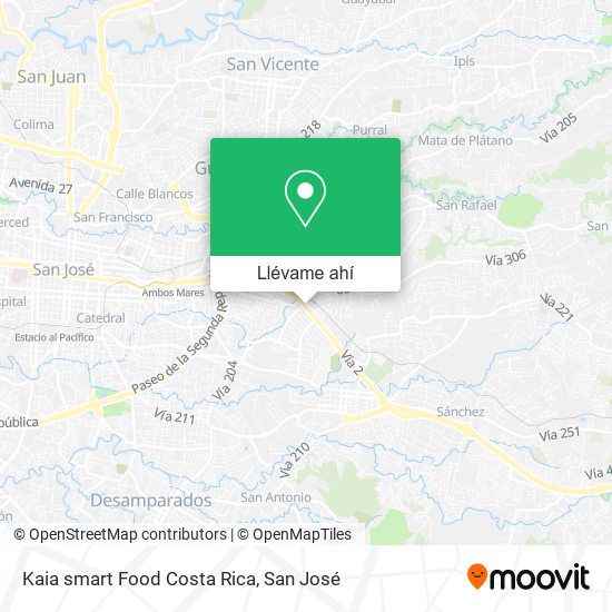 Mapa de Kaia smart Food Costa Rica