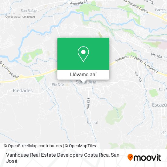 Mapa de Vanhouse Real Estate Developers Costa Rica