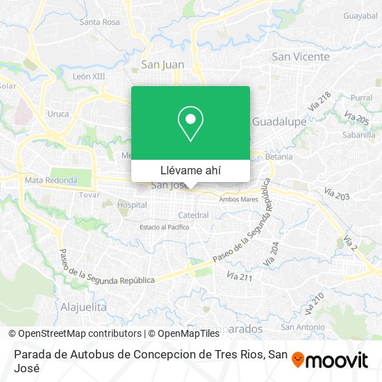Mapa de Parada de Autobus de Concepcion de Tres Rios