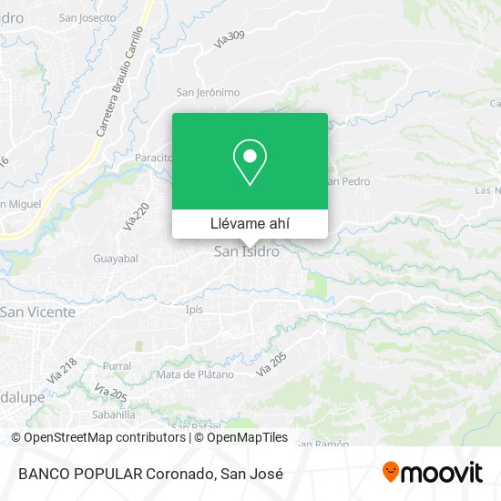 Mapa de BANCO POPULAR Coronado