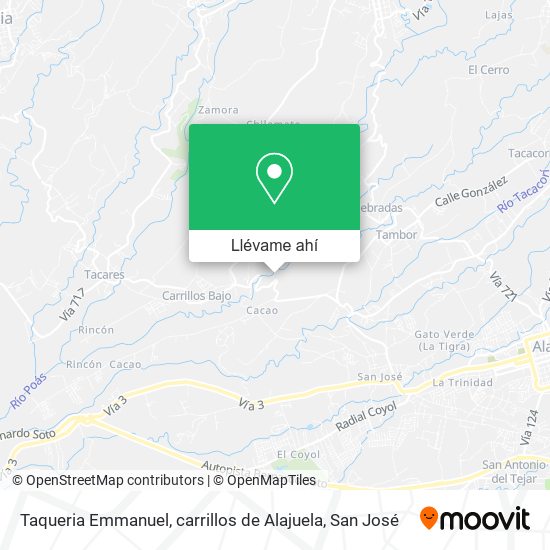 Mapa de Taqueria Emmanuel, carrillos de Alajuela