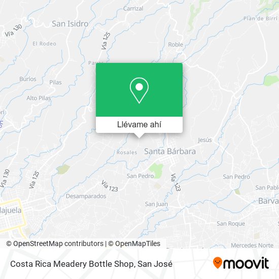 Mapa de Costa Rica Meadery Bottle Shop