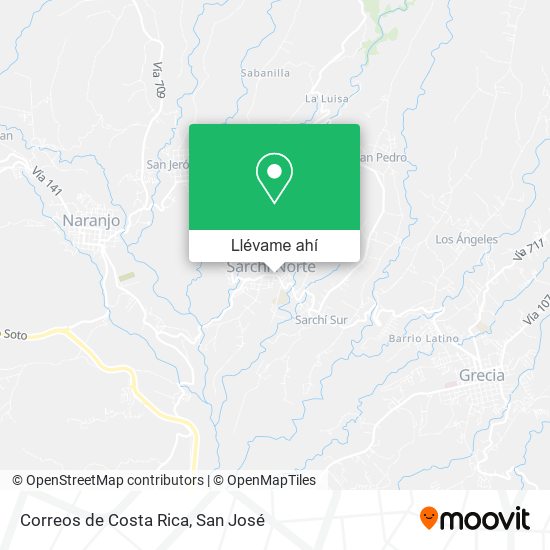 Mapa de Correos de Costa Rica